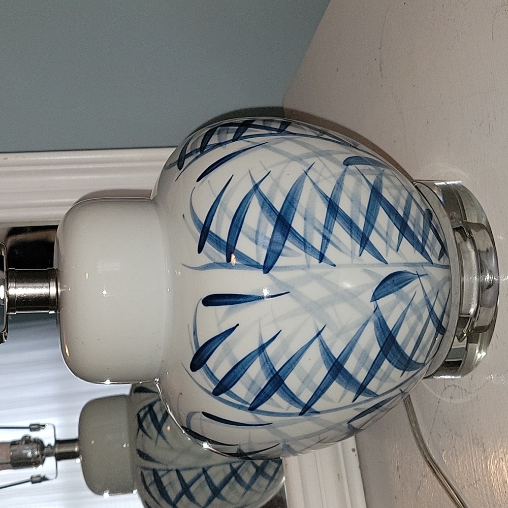 Blueteal  and White Ceramic Table Lamp